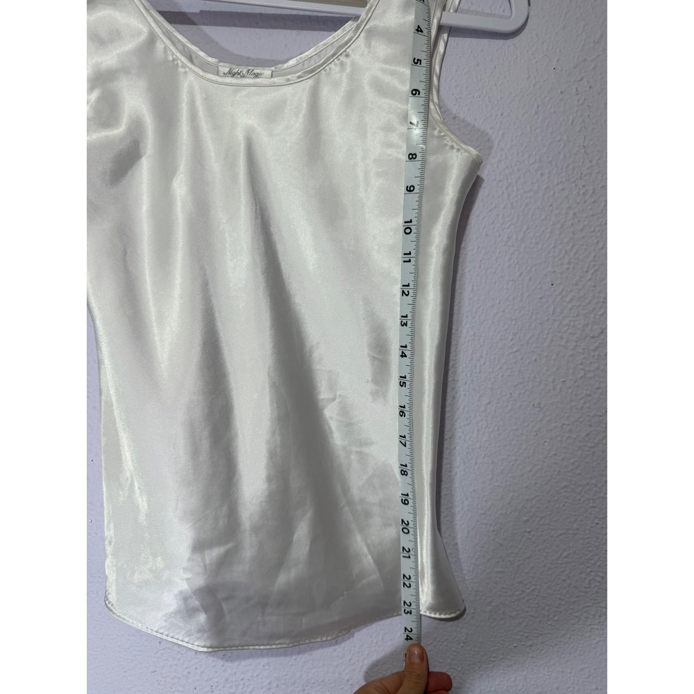 Vintage Night Magic Cinema Etoile Satin Tank Top Ivory Coquette Y2K Layering S - Picture 2 of 5